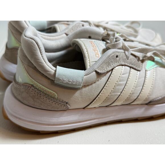 Adidas womens sneaker chalk white Retrorun walk run shoe opalescence sz 7.5 - Picture 7 of 10